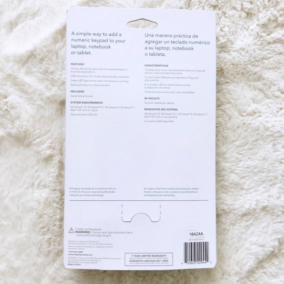 New Insignia USB wired numeric keypad Universal Computer Laptop New with tags - Picture 3 of 3